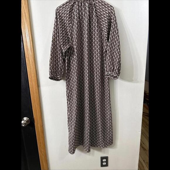 ZARA Brown Chain Geo Print Casual Popover Midi Dress Womens Sz M Laganlo… - Picture 6 of 6